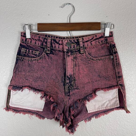 BDG Red Wash Cut Off Denim Short Size 25 - Picture 1 of 4